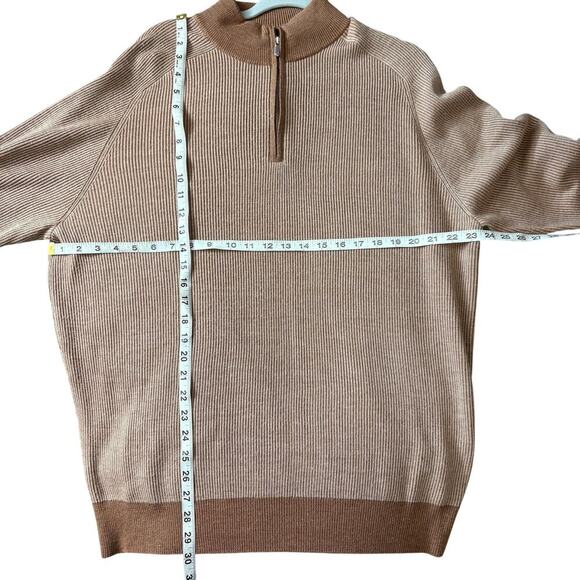 Peter Millar 100% Merino Wool Half Zip Sweater Tan Brown Size XL FLAW - Picture 4 of 6